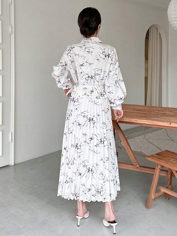 2pcs Floral Print Shirt And Skirt Suit For Women,Fall Women Clothes
