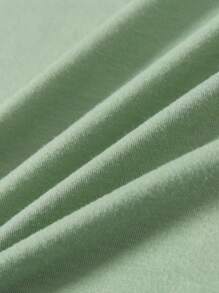 SHEIN 1pc Tween Boy Fashionable Letter Print Basic Round Neck Short Sleeve T-Shirt Summer Holiday - Green - View 4