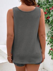 SHEIN VCAY Einfarbiges Urlaubs-Lässig Trägertop mit Knopfleiste in großen Größen