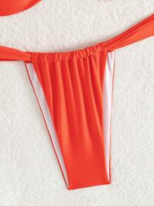 Ladies' Beach Sexy Tie Neck Shiny Fabric Pool Party Bikini Two-Piece Bikini Set Summer - Burnt Orange - View 5