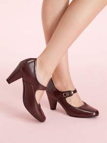 CUCCOO DOLLMOD Women Fashion Daily Commute Retro High Heel Pumps Valentines - Redwood - View 5