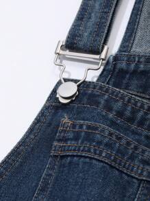 DAZY 女款宽松口袋阔腿牛仔背带裤