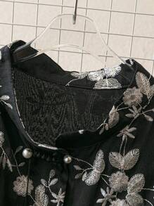 SHEIN LUNE 大码简约时尚休闲日常衬衫 - 黑色 - 查看 3