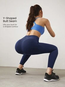GLOWMODE 24" FeatherFit™-Sculpt Crossover Hold Up Pocket Leggings Yoga Workout Gym