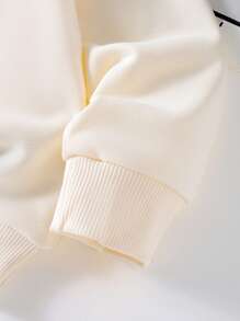 SHEIN 男童圆领针织运动衫，带有可爱的卡通图案，创意独特的设计，适合春秋季节的时尚套头衫 - 杏色 - 查看 4