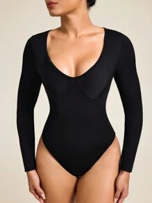 Easithlete Seamless Yoga Jumpsuit/Active Yoga/Fitness Running, With Front Panels Design - Black - View 1