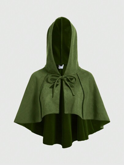 Fairycore Cardigan à capuchon avec broderie de feuille d'arbre style Fairycore, taille grande