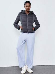 Lumivelle Women's Outdoor Casual Slim Fit Short Lightweight Hooded Padded Padded Coat Clothes Winter
