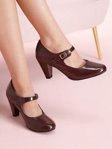 CUCCOO DOLLMOD Women Fashion Daily Commute Retro High Heel Pumps Valentines - Redwood - View 3