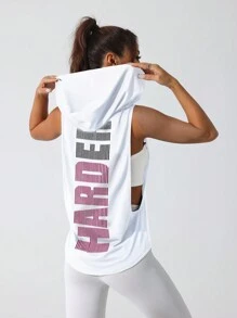 Easithlete 纯色交叉后背运动背心健身背心 - 白色 - 查看 1