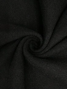 SHEIN Privé 大码女式蝴蝶结前开襟开衫毛衣背心，黑色，保暖，适合通勤和户外穿着 - 黑色 - 查看 7