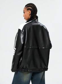 SHEIN EZwear Women's Fall/Winter Y2K Graphics Detachable Racing Jacket