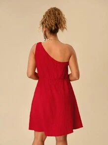 Travachic Plus One Shoulder Textured Dress