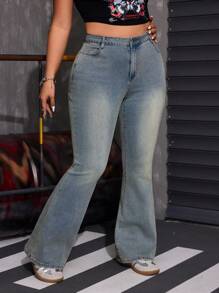 SHEIN ICON Plus Size Casual Denim Jeans, Simple & Fashionable For Daily Wear