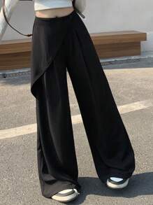 DAZY 女士休闲宽松阔腿裤秋冬 - 黑色 - 查看 5