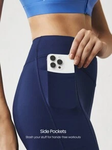 GLOWMODE 24" FeatherFit™-Sculpt Crossover Hold Up Pocket Leggings Yoga Workout Gym