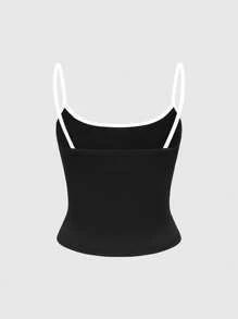 Batman X ROMWE Top corto de tirantes con estampado de logo, estilo urbano