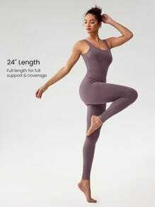 GLOWMODE 24" FeatherFit™ Tummy Control Open Back Gym Yoga Sports Jumpsuit Bodysuit Summer Elegant For Woman