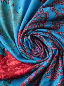 Plus Size Women Rose Floral Print A-Line Long Sleeve Crew Neck Dress