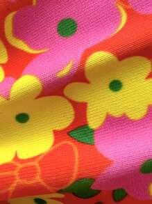 SHEIN Swim Print Random Spaghetti Strap Wireless Drawstring Tankini Top And Bikini Bottoms, Cute Beach Bikini Set For Women Summer - Multicolor - View 4