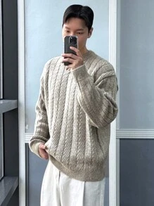 DAZY Men's Plain Knitted Sweater, Simple Fashion Casual Everyday Fall,Winter - Grey - View 7