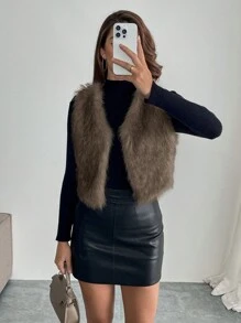 Firerie Women Fluffy Coats - Brown - View 5