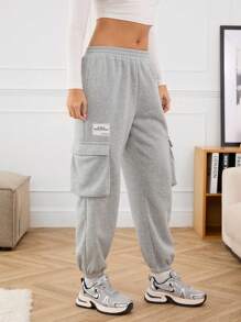 Manfinity INSISELF 男女通用中腰抽绳下摆针织运动裤，带多个口袋，适合秋冬季