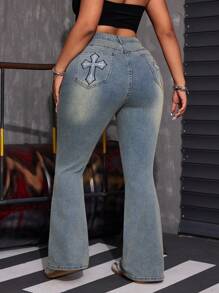 SHEIN ICON Plus Size Casual Denim Jeans, Simple & Fashionable For Daily Wear