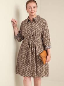 EMERY ROSE 大码优雅随机印花连衣裙 - 彩色 - 查看 4