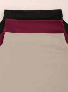 SHEIN Unity Camiseta de tirantes informal de mujer con cuello alto y manga corta en unicolor - Multicolor - Ver 3