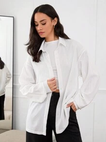 Manfinity INSISELF Camicia unisex oversize a maniche larghe con righe intrecciate