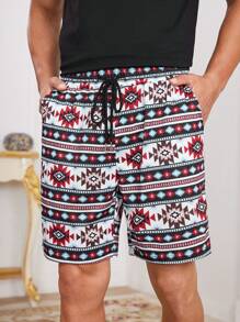 Manfinity Homme Conjunto de camiseta de manga corta y pantalones cortos para hombre, estilo sencillo y casual para uso diario