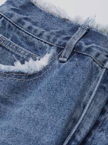 DAZY 女式休闲水洗磨边下摆长款牛仔裙牛仔裙