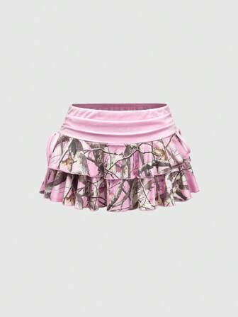 Grunge Punk Y2K Subculture Colorblock Tree Branch Print Ultra-Low Waist Sexy Mini Skirt For Women