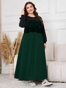 Lacomfia Plus Size Plain Simple Casual Everyday Sweatshirt Pullover Fall Sweatshirt - Dark Green - View 6