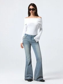 LYSMO Women's Front Button Pocket Plain Casual Denim Jeans, Daily Wear