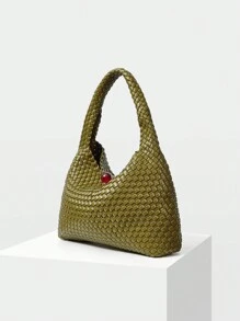 MOTF PREMIUM WOMEN'S FASHIONABLE SIMPLE WOVEN SHOULDER BAG - Olive Green - View 4