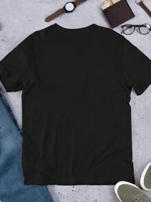 Glimmora 标准尺寸女式 T 恤，带有有趣的“我吃了水泥”猫咪表情包图案设计 - 黑色 - 查看 2