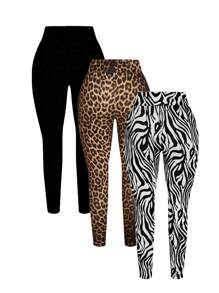 Flirla Leggins de vuelta al colegio, de corte ajustado, alta elasticidad, estilo informal y silueta estilizada en tallas grandes