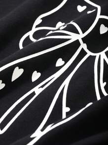 DAZY Women Bow Print T-Shirt Midi Dress Sundress,Casual Women Dresses