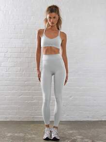 Musera Sport Áo ngực thể thao Hyrax cổ khoét sâu, lưng chéo, thích hợp cho các hoạt động thể thao như đi bộ đường dài, tập thể dục, Padel, Tennis, Pickleball, tập gym, yoga, pilates, mặc hàng ngày. - Màu Xám nhạt - Xem 4