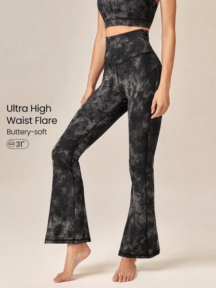 31" FeatherFit™ Ultra-High-Waisted Curved Seam Flared Leggings Pants Low Impact Yoga Pilates Daily