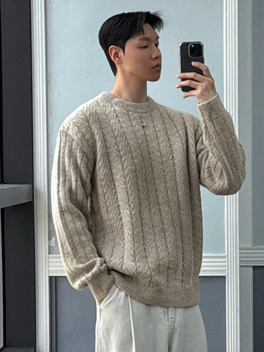 DAZY Men's Plain Knitted Sweater, Simple Fashion Casual Everyday Fall,Winter - Grey - View 1