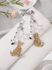 ROMWE Kawaii 4 件时尚创意可爱优质银链亚克力猫、狗、心、星形吊坠钥匙扣礼品套装，适合姐妹、朋友、情侣、日常佩戴、节日礼物 - 銀色 - 查看 15