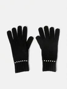 MOTF PREMIUM 1 PAIR BASICS FAUX PEARL CASUAL COMMUTER GLOVES - Black - View 1