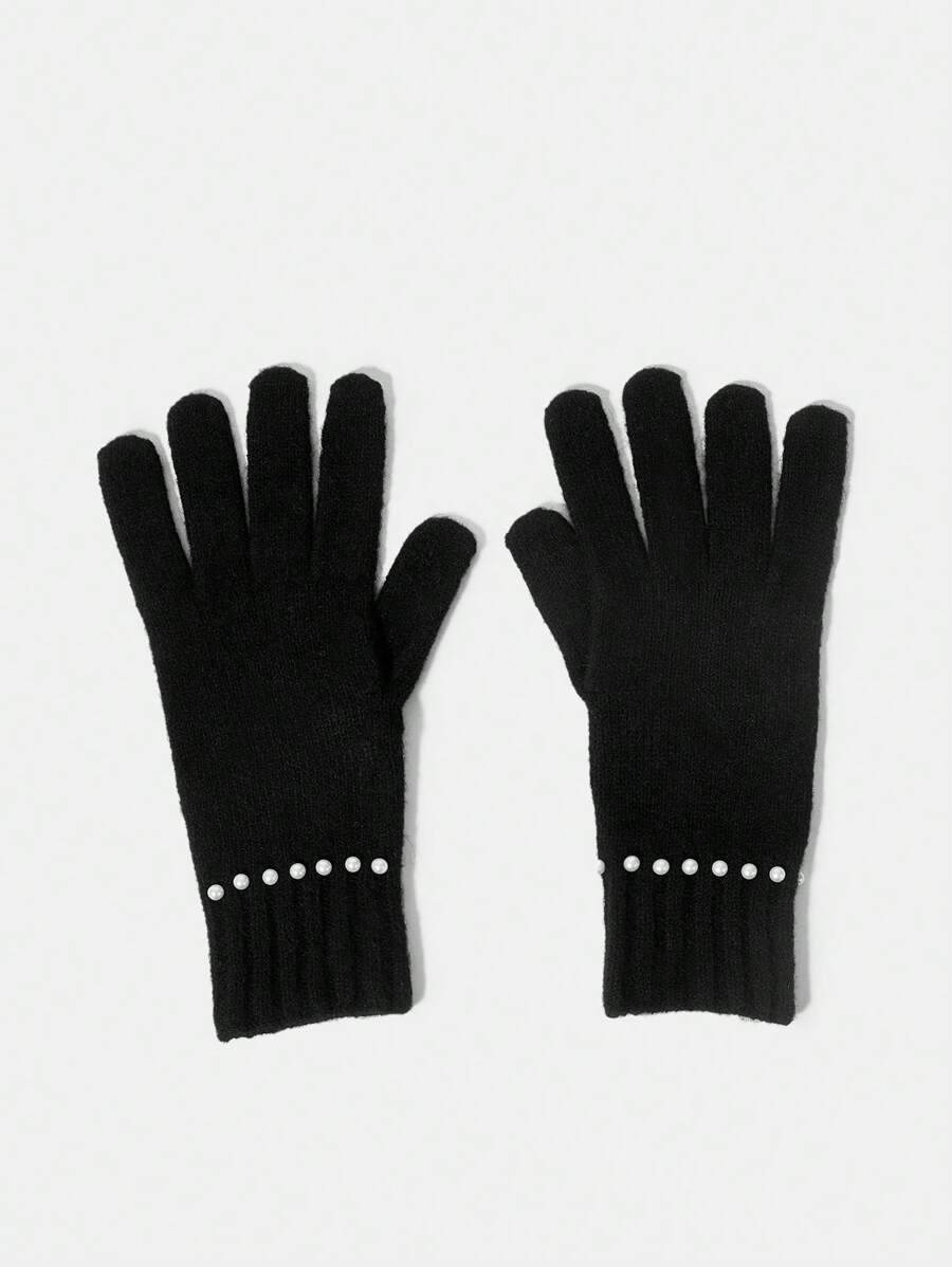 MOTF PREMIUM 1 PAIR BASICS FAUX PEARL CASUAL COMMUTER GLOVES - Black - View 1