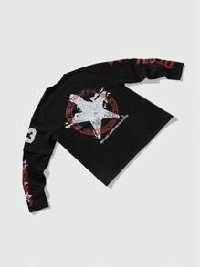 ROMWE MEN Street Life Men's Portrait Print 2 In 1 T-Shirt, Casual Minimalist Fashion For Daily Wear