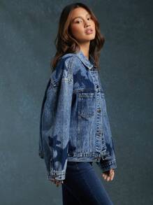 WESTFADE Star Shadow Wash Denim Trucker Jacket