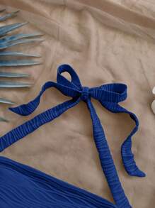 Soleia 女士节日 V 领纹理针织修身背心（绿松石蓝色） - 寶藍色 - 查看 4