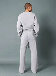 SUMWON Premium Athletic Sweatpants Wide Leg Loungewear Relaxed Fit Jogger Pants With Side Pockets Fleece Winter Athleisure Sport Casual Comfort - Grey - View 5